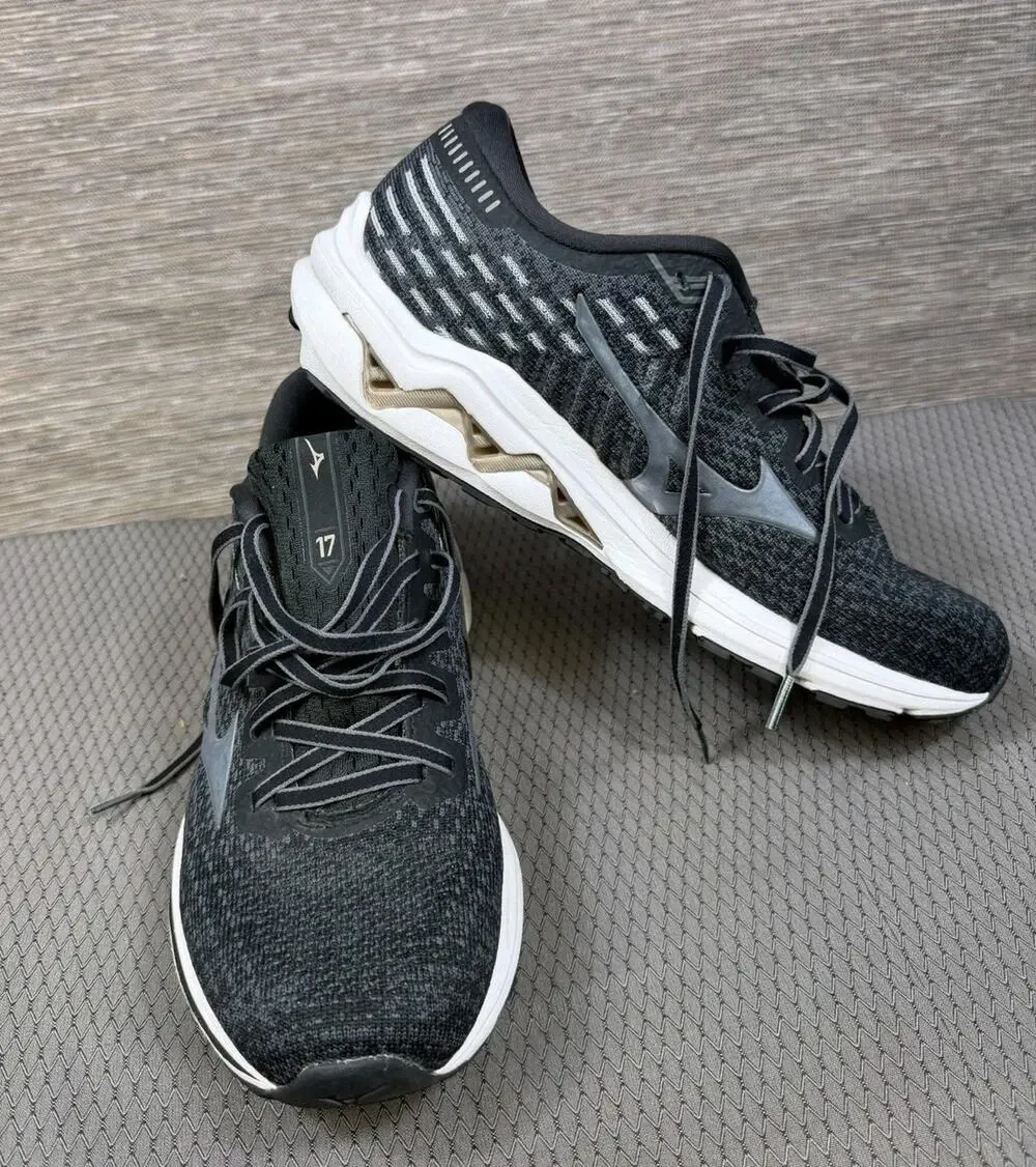 Mizuno Wave Inspire 17 Shoes Womens Size 11.5 Black Waveknit Running Sneakers
